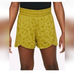 Nike Dri Fit Breezy Leopard Print High Waisted Training Shorts Girls Size Large